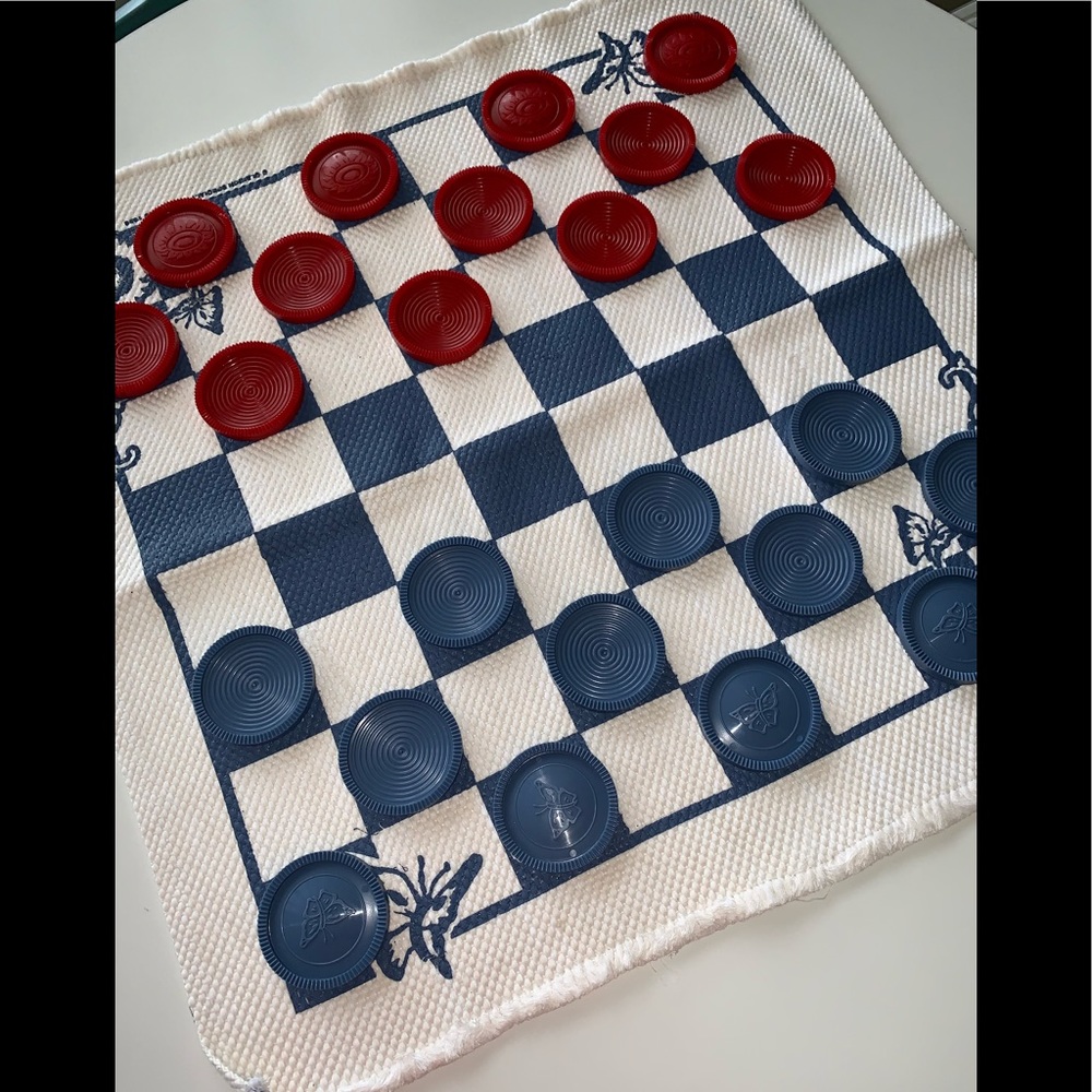 Vintage Rug Checkers Game & More